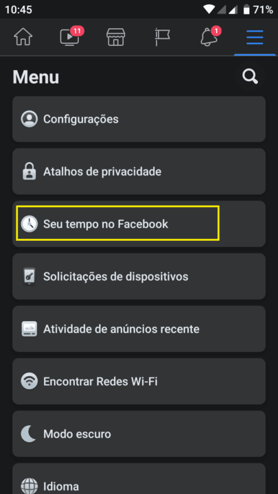 Facebook como consultar o tempo que você passou usando o App