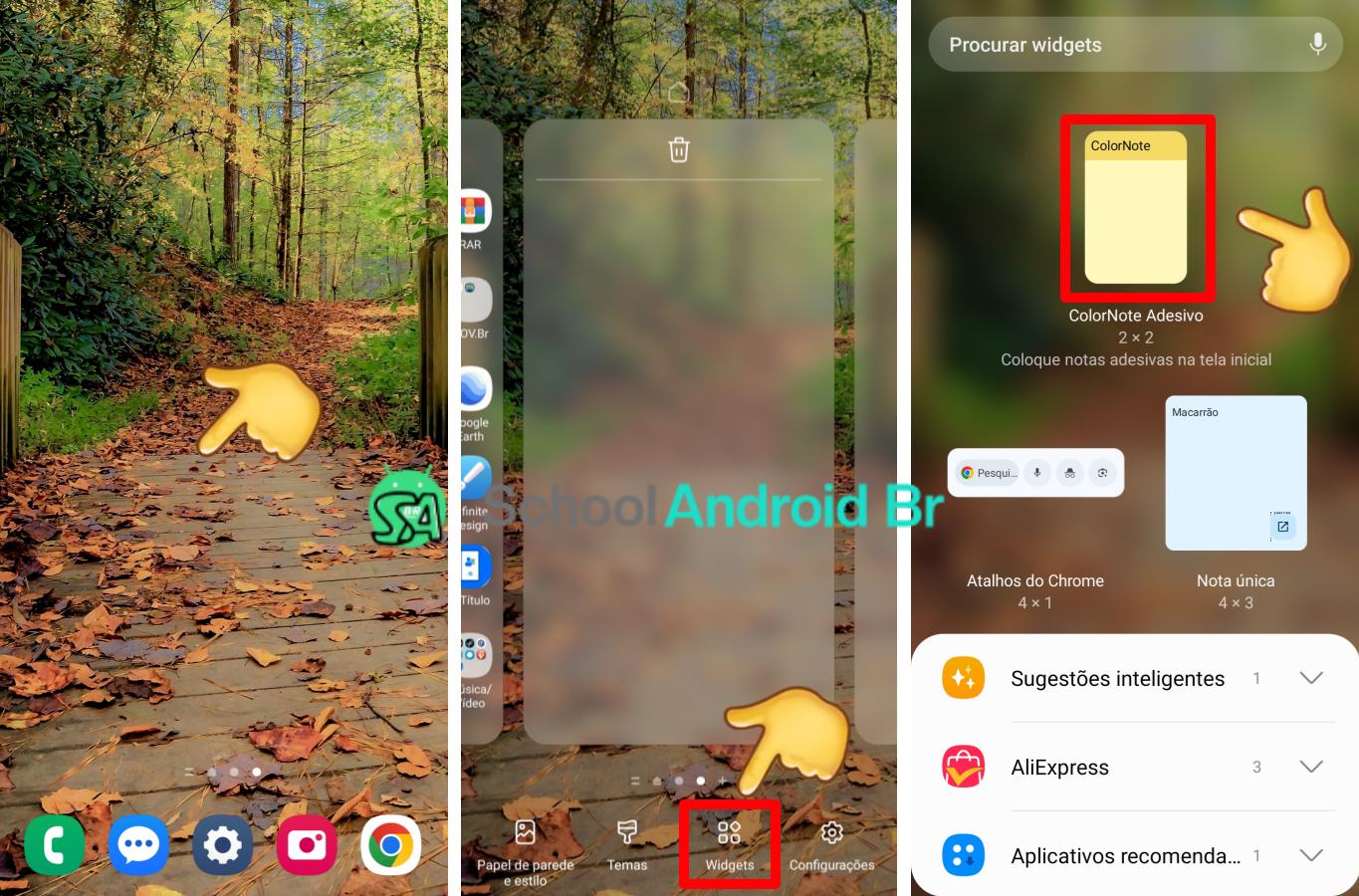 Como criar lembretes na tela do celular Android: Guia - School Android Br Acessando Widgets em celular Android
