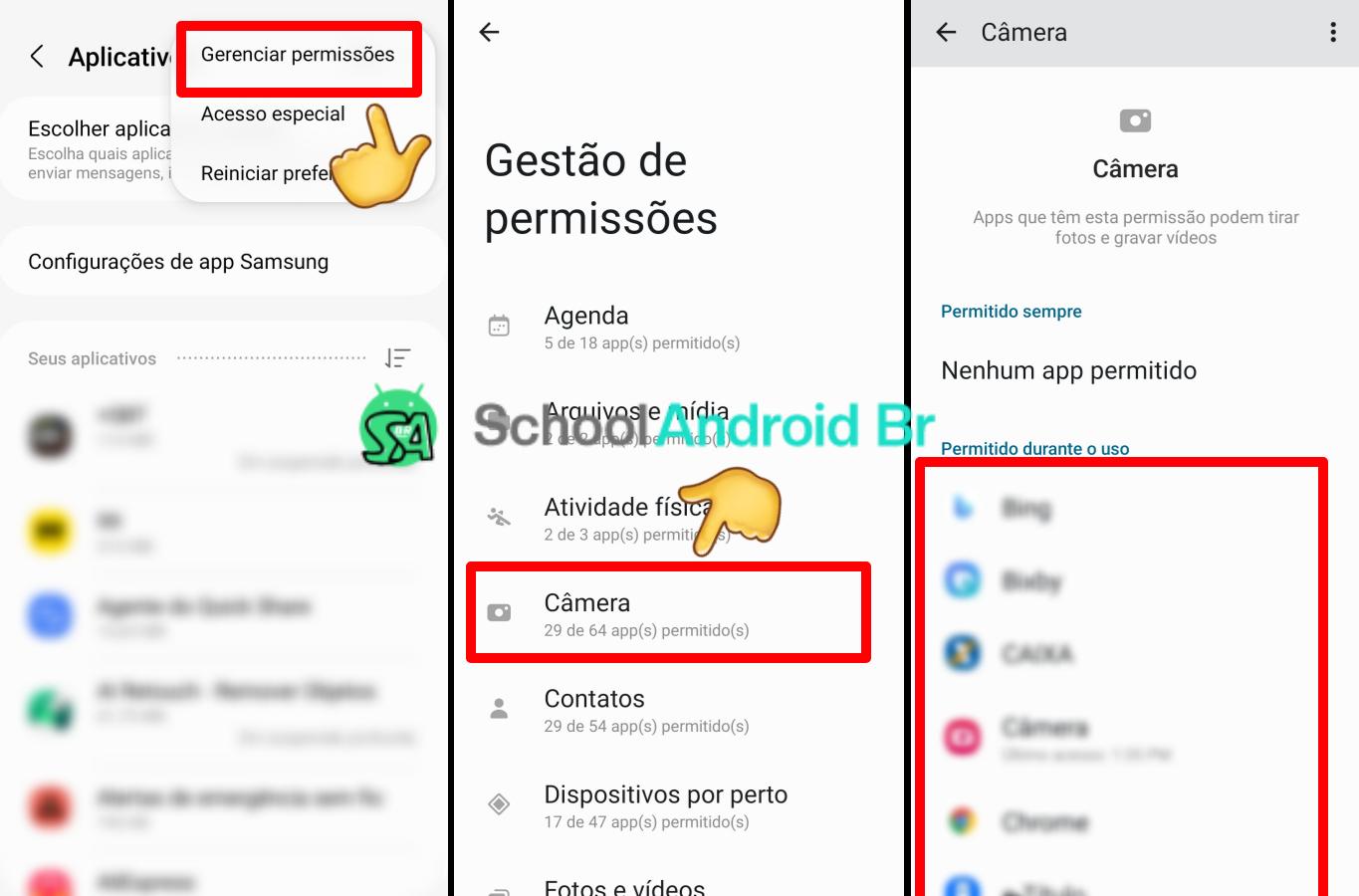 Como ver quais aplicativos acessam a câmera no Android: Guia - School Android Br Gestão de permissões aplicativos no Android