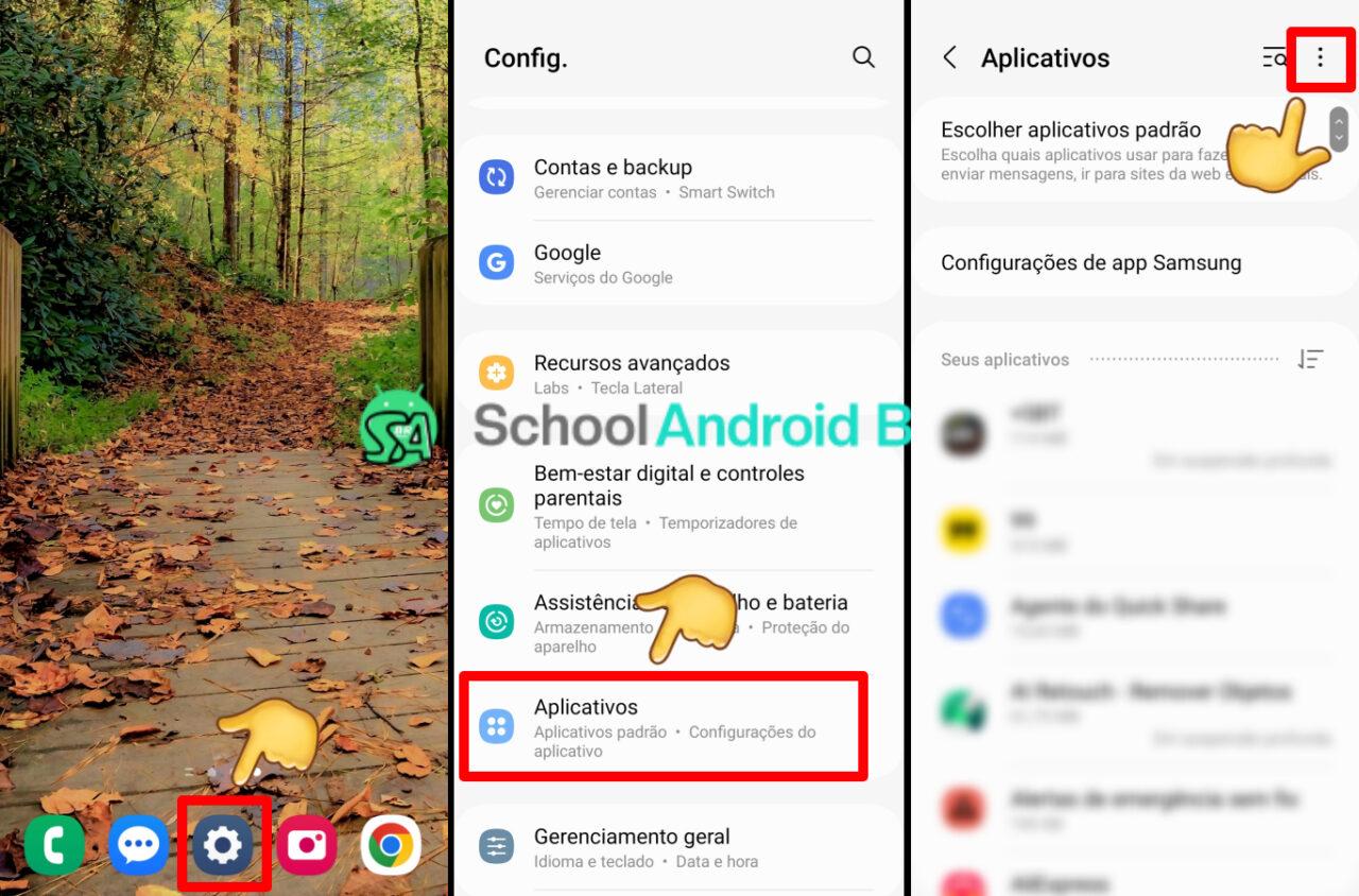 Como ver quais aplicativos acessam a câmera no Android: Guia - School Android Br Menu de configurações aplicativos no Android
