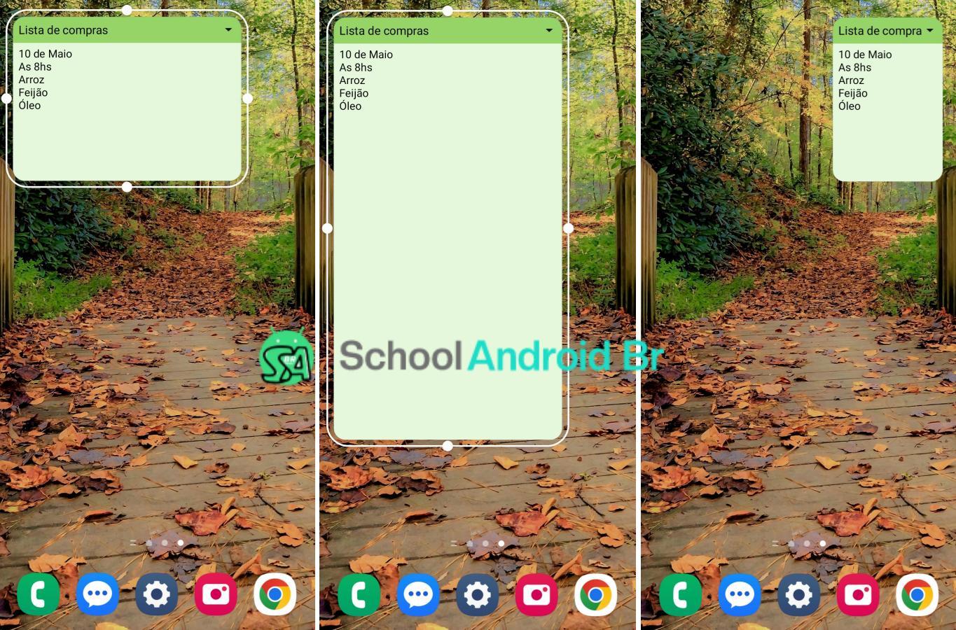 Como criar lembretes na tela do celular Android: Guia - School Android Br Redimensionando nota Widgets em celular Android