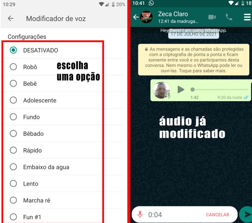 GbWhatsapp com modificador de voz