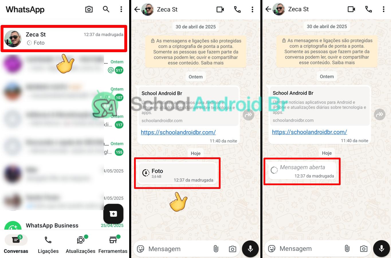Como usar o recurso de visualização única no WhatsApp: Guia - School Android Br Abrindo mídias de visualização única no WhatsApp
