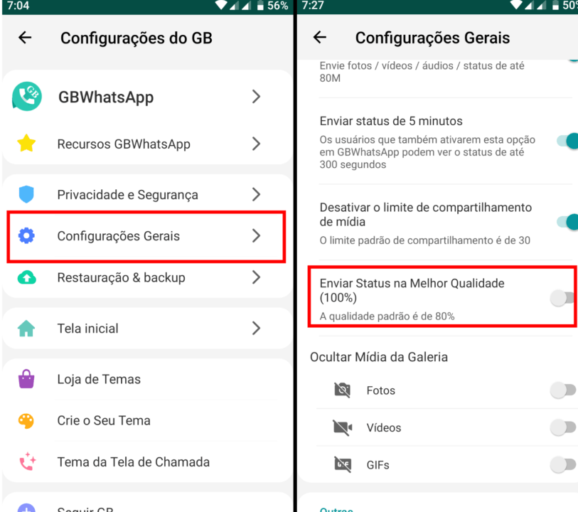 WhatsApp como postar status em alta qualidade