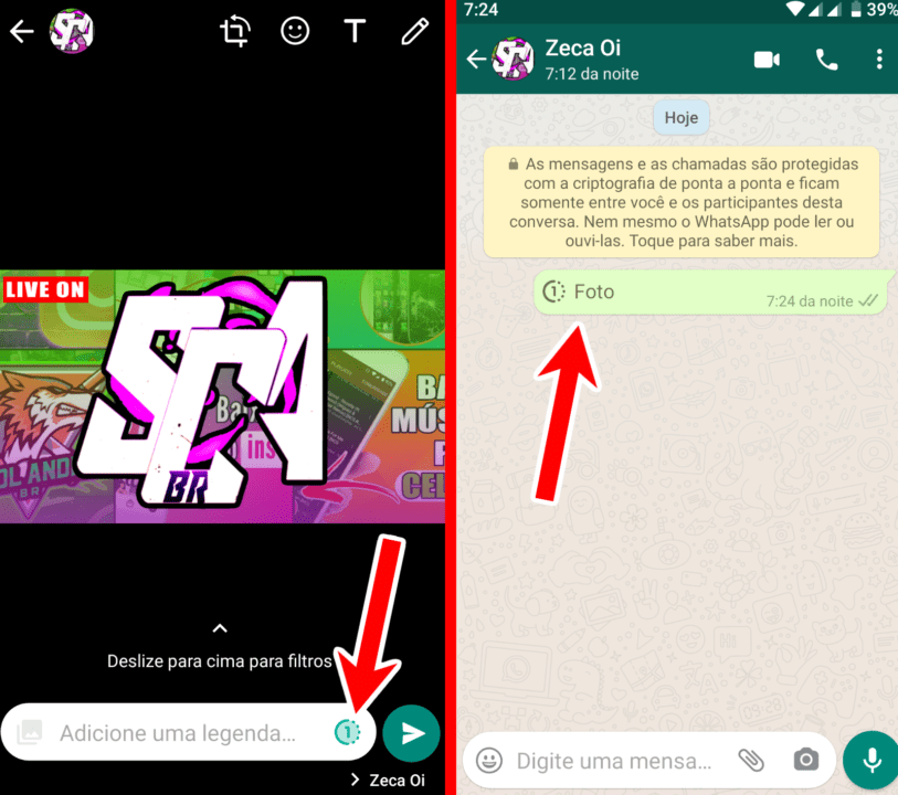 WhatsApp enviar fotos e vídeos de visualização única