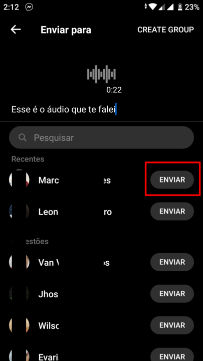 Como compartilhar áudio do whatsapp com o messenger