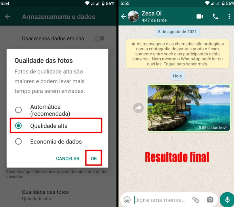 WhatsApp como enviar fotos em alta qualidade