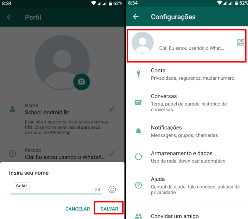 WhatsApp indentidade invisivel