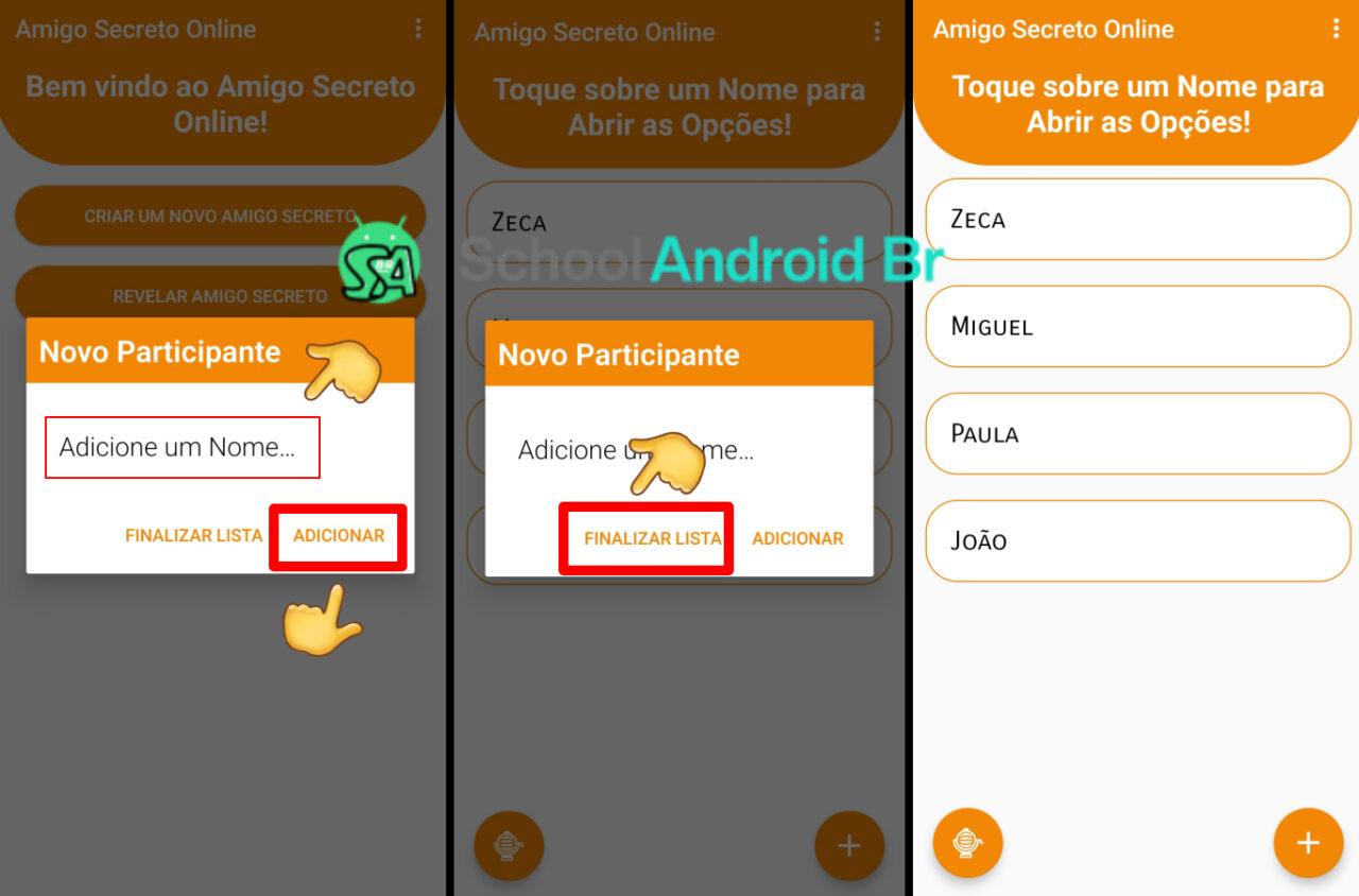 Como organizar um amigo secreto pelo WhatsApp: Passo a passo - School Android Br Adicionando participantes na lista de amigos secreto pelo aplicativo no celular