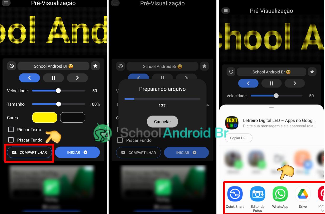 Como criar um letreiro digital no celular: Guia - School Android Br Aplicativo letreiro digital no celular compartilhar mensagem