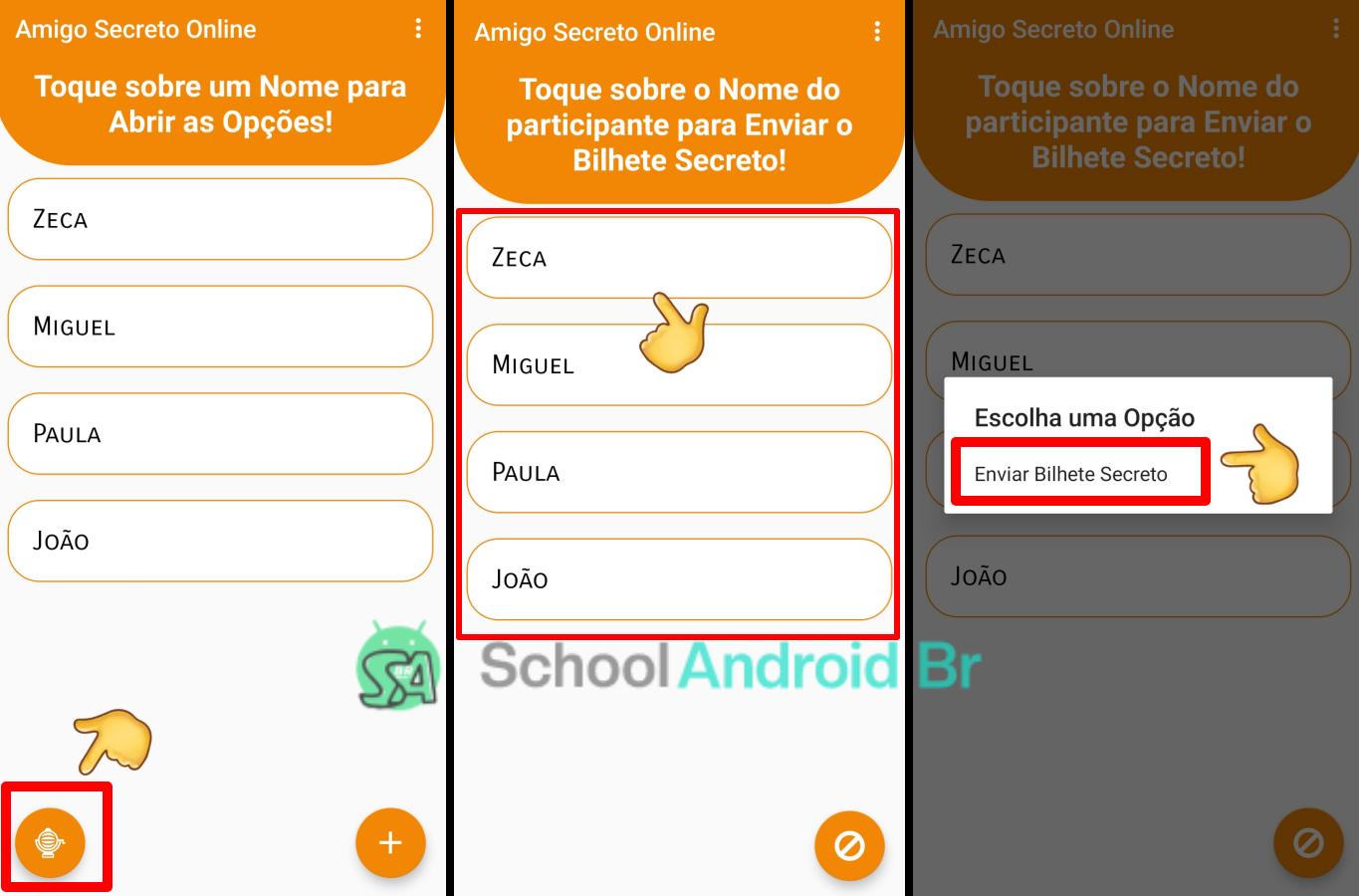 Como organizar um amigo secreto pelo WhatsApp: Passo a passo - School Android Br Enviando a lista de amigos secreto pelo aplicativo no celular