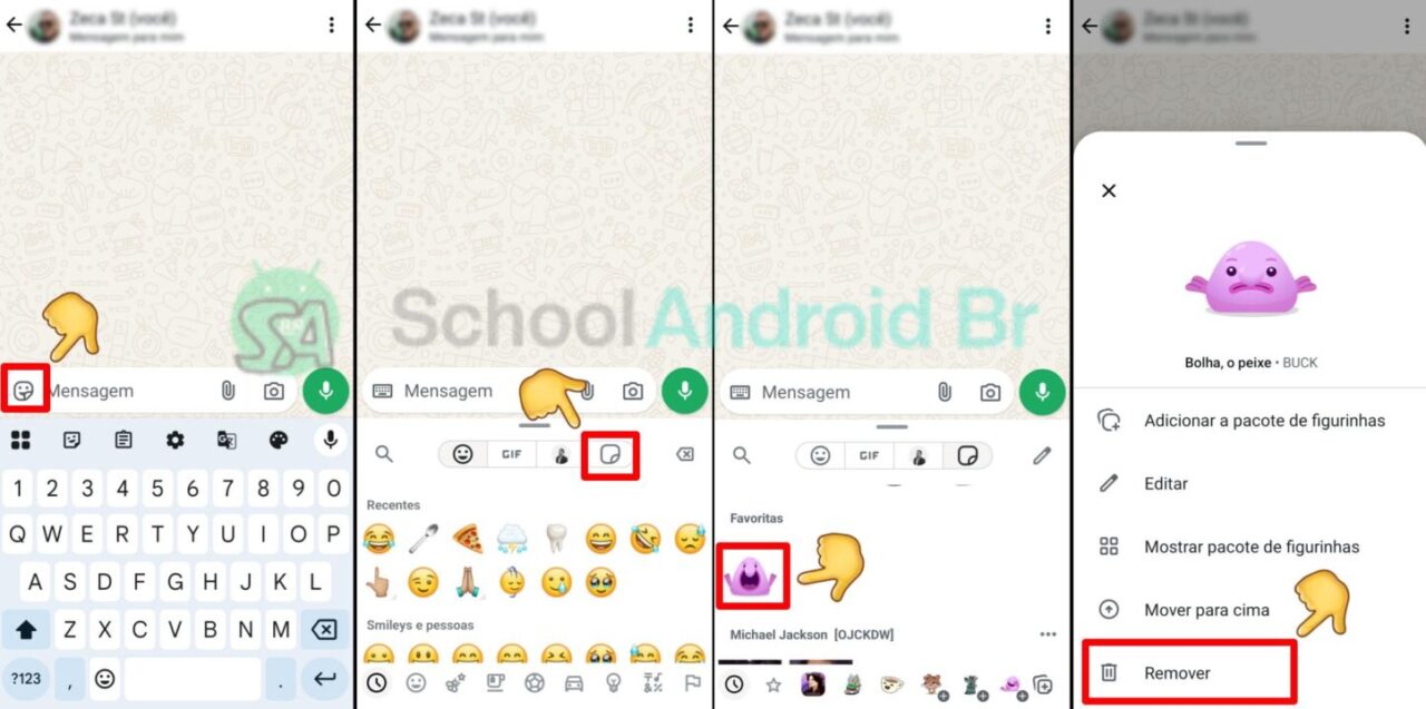 Como gerenciar figurinhas no WhatsApp: Remover favoritas e pacotes - School Android Br Como remover figurinhas salvas no Whatsapp
