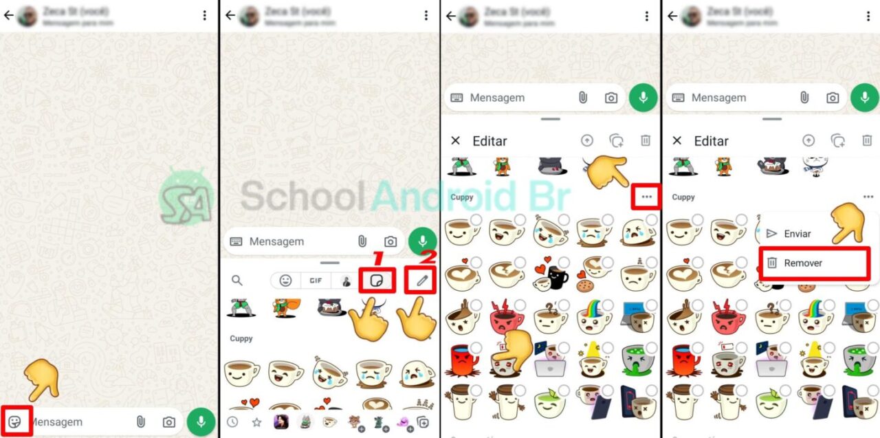 Como gerenciar figurinhas no WhatsApp: Remover favoritas e pacotes - School Android Br Como remover pacotes de figurinhas salvas no WhatsApp