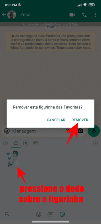 WhatsApp como apagar figurinhas salvas