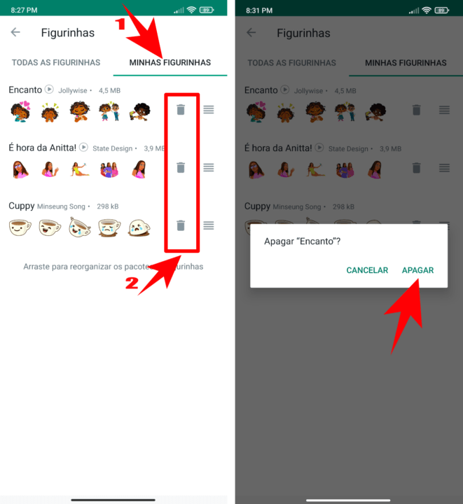 WhatsApp como apagar figurinhas salvas