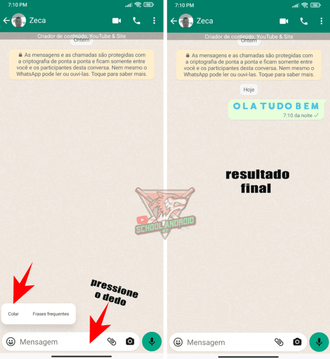 WhatsApp como escrever colorido