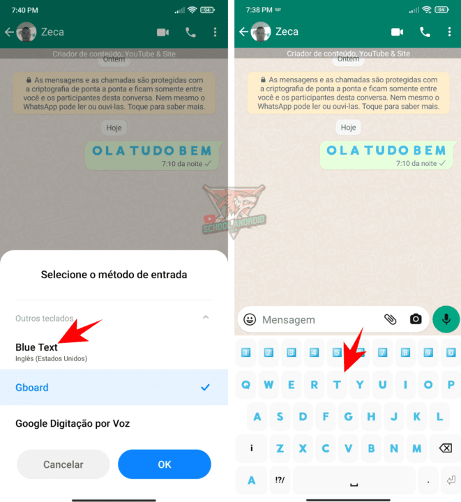 WhatsApp como escrever colorido