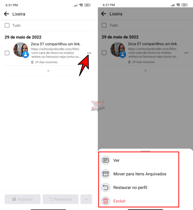 Facebook: onde fica a lixeira