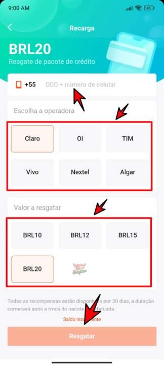 colocar crédito no celular pelo Kwai