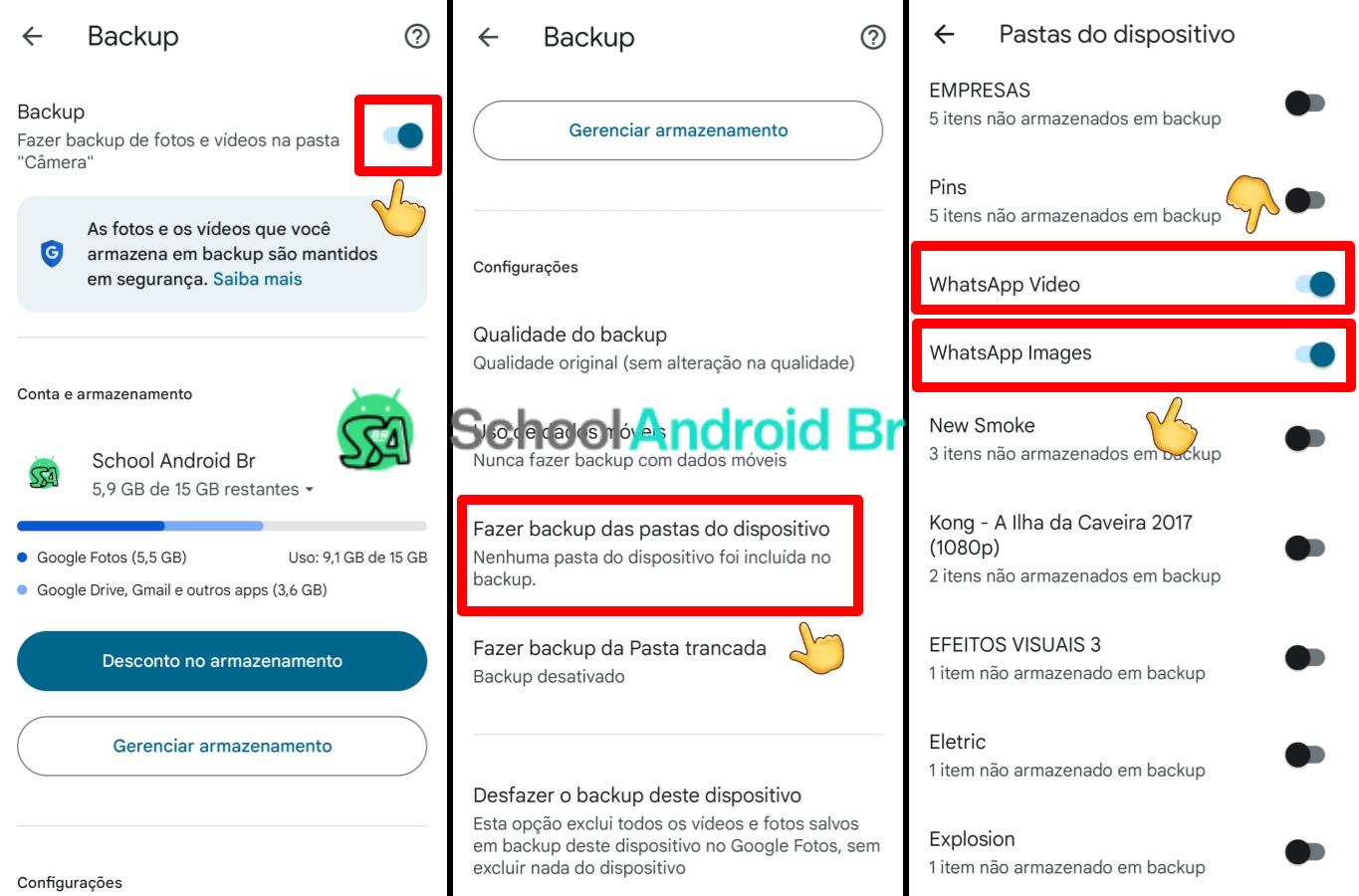 Como fazer backup das fotos e vídeos do WhatsApp no Google Fotos - School Android Br Backup das mídias do WhatsApp no Google Fotos