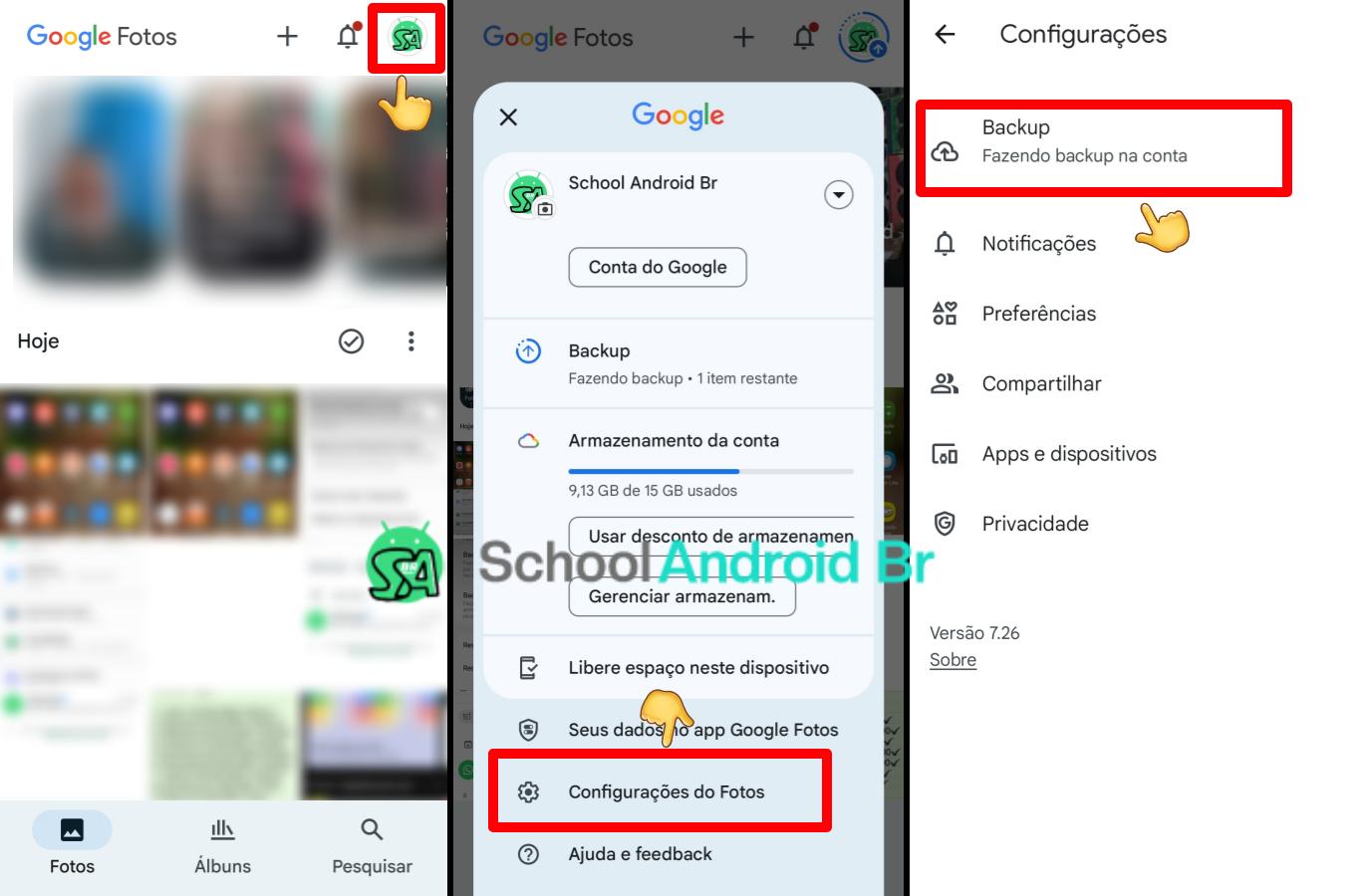 Como fazer backup das fotos e vídeos do WhatsApp no Google Fotos - School Android Br Como salvar fotos do WhatsApp no Google Fotos no Android