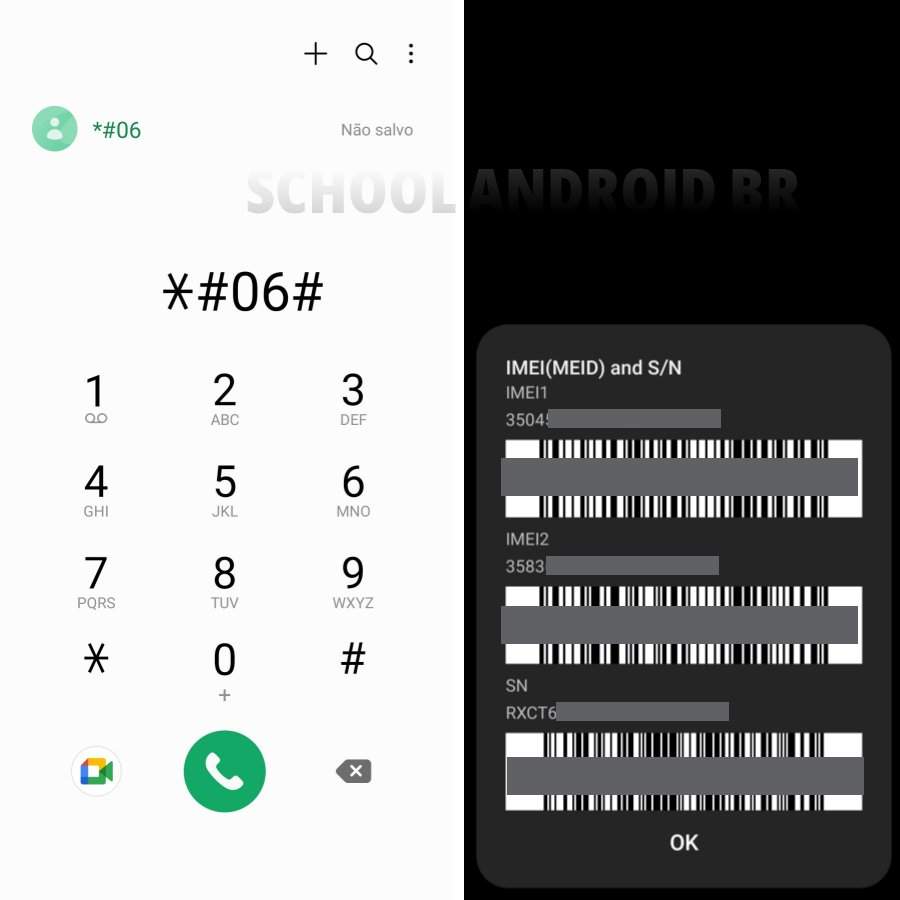 código para ver número IMEI do celular