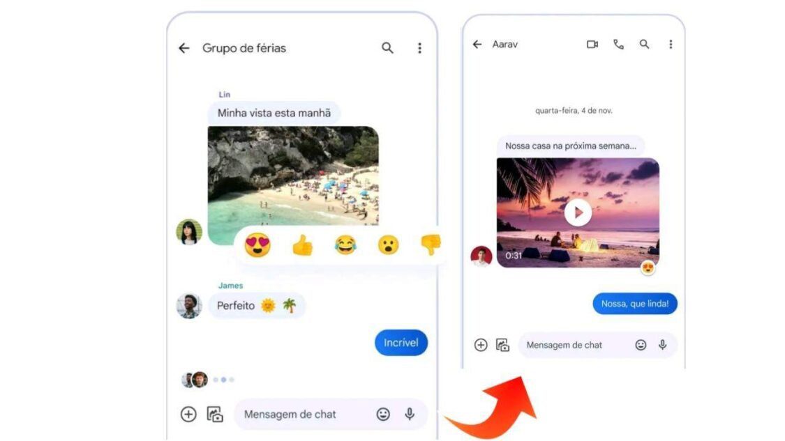 Mensagens do Google, como usar reações emoji com qualquer destinatário