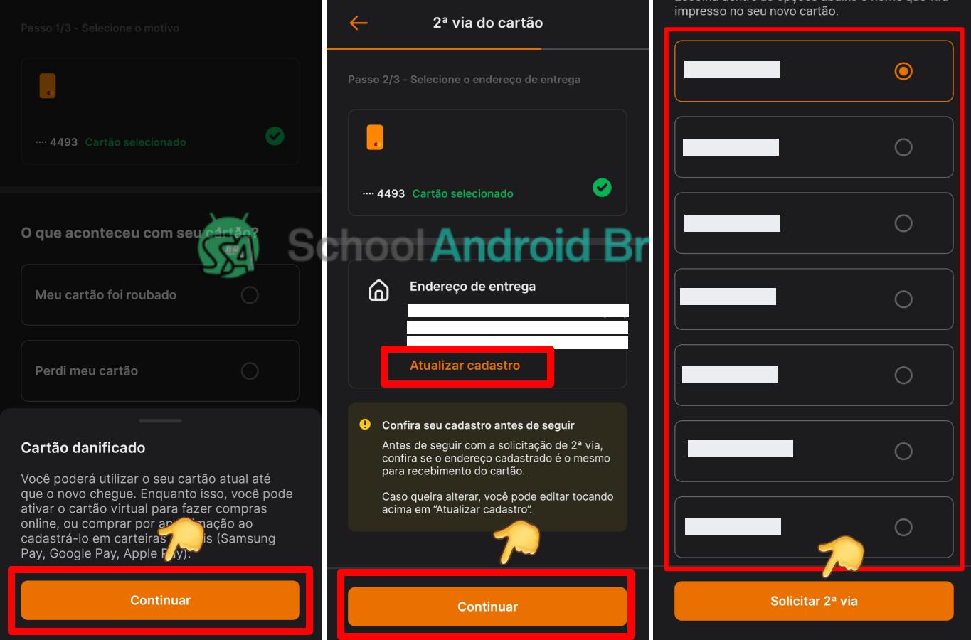 Como solicitar a 2ª via do cartão Inter pelo aplicativo - School Android Br Solicitando segunda via cartão Inter pelo aplicativo