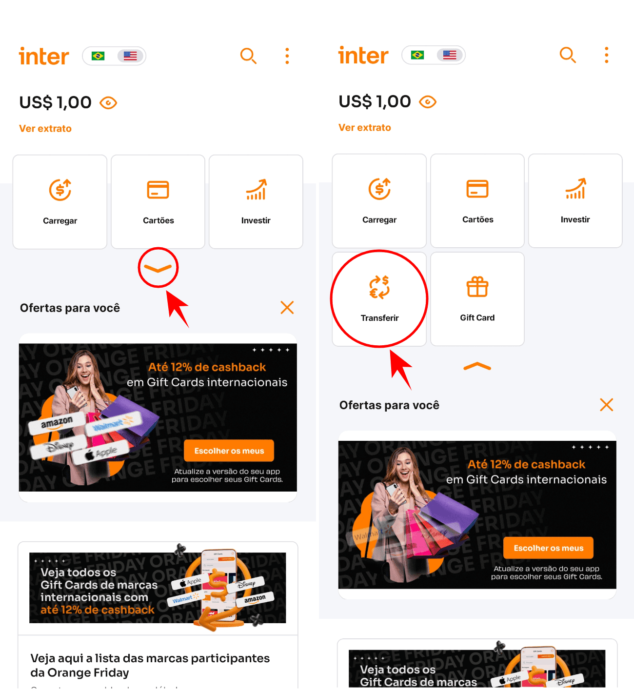 Como resgatar dólar da Global Account banco Inter 