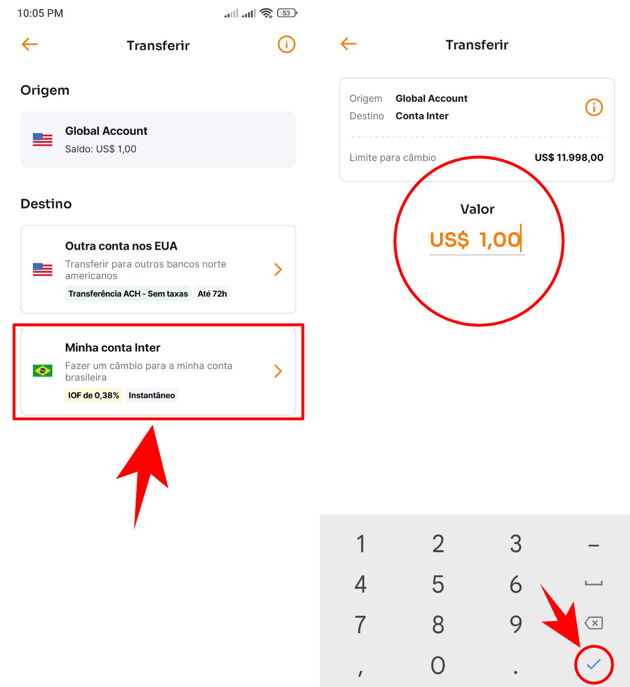 Como resgatar dólar da Global Account banco Inter 