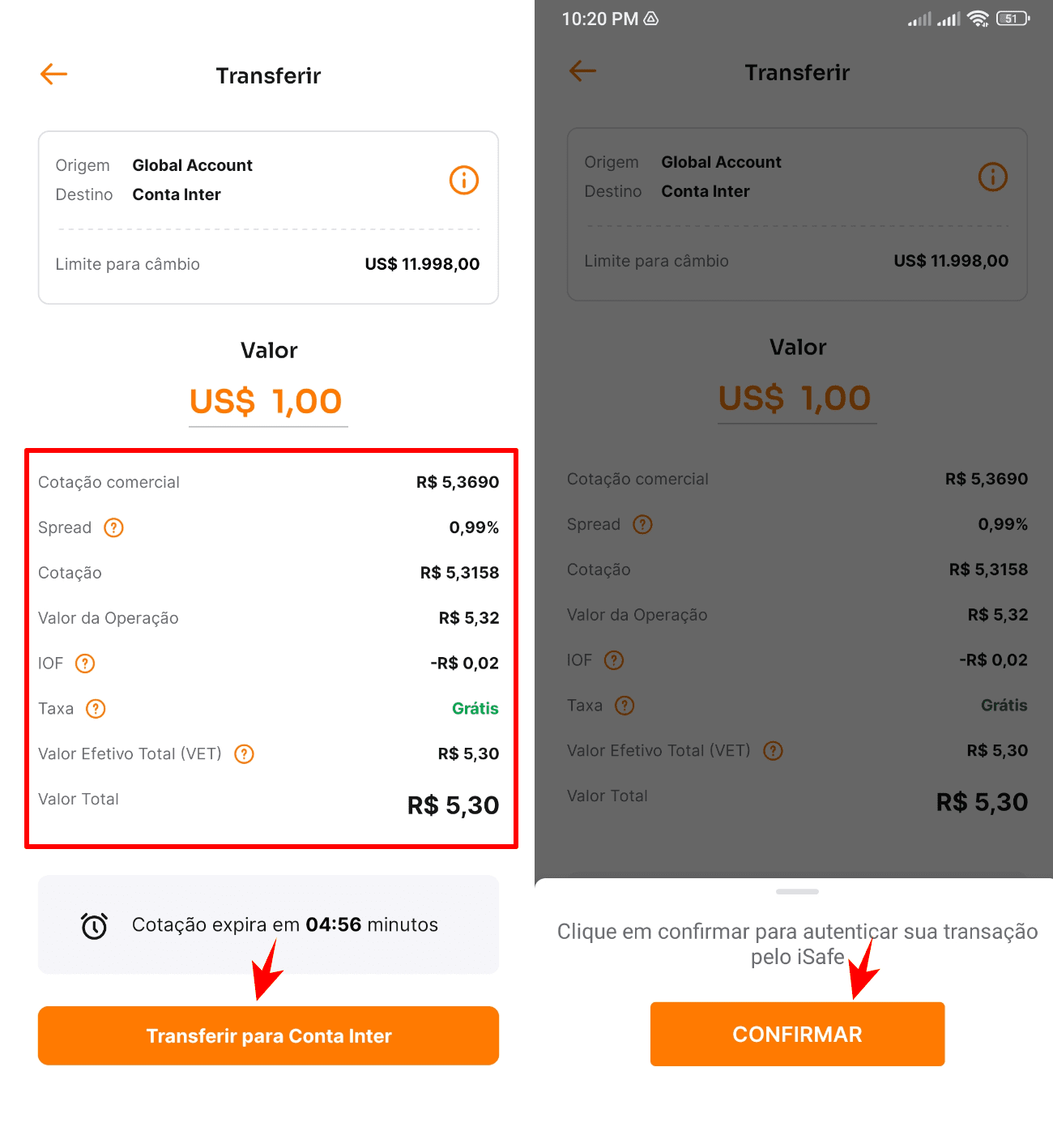 Como resgatar dólar da Global Account banco Inter 