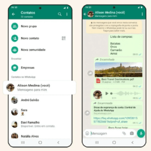 WhatsApp novo recurso permite mandar mensagem a si mesmo(a)