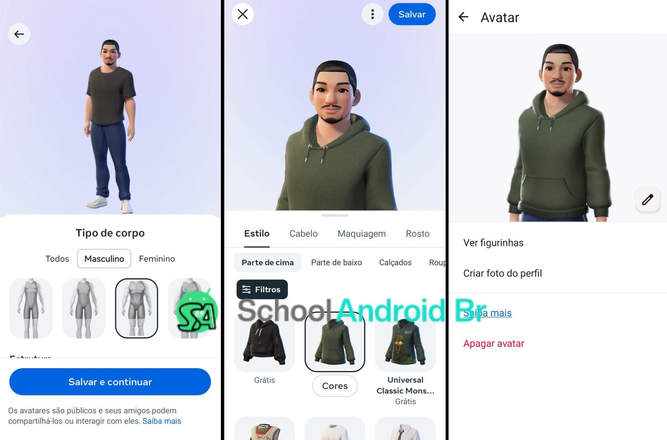 Como criar e usar avatares no WhatsApp passo a passo - School Android Br WhatsApp configuração criar avatar personalização