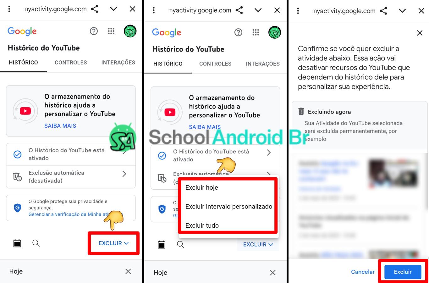 Como limpar histórico do YouTube no celular: Passo a passo - School Android Br Limpar histórico do YouTube nas configurações pelo app