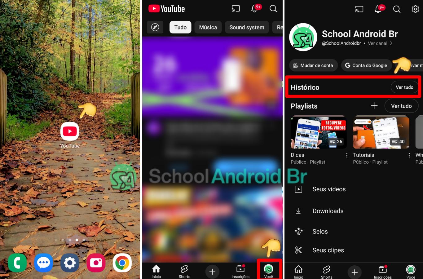 Como limpar histórico do YouTube no celular: Passo a passo - School Android Br Limpar histórico do YouTube pelo app