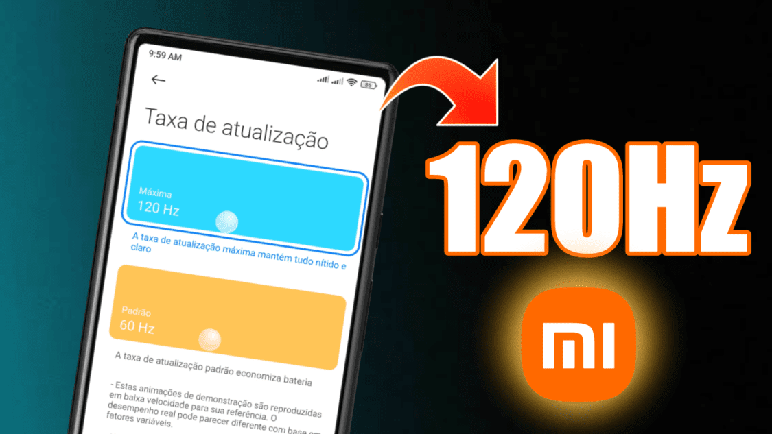 Como ativar taxa de atualização de 120Hz celulares Xiaomi