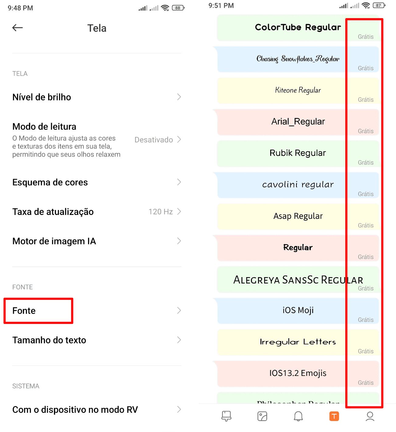 Guia para mudar as fontes no celular Xiaomi