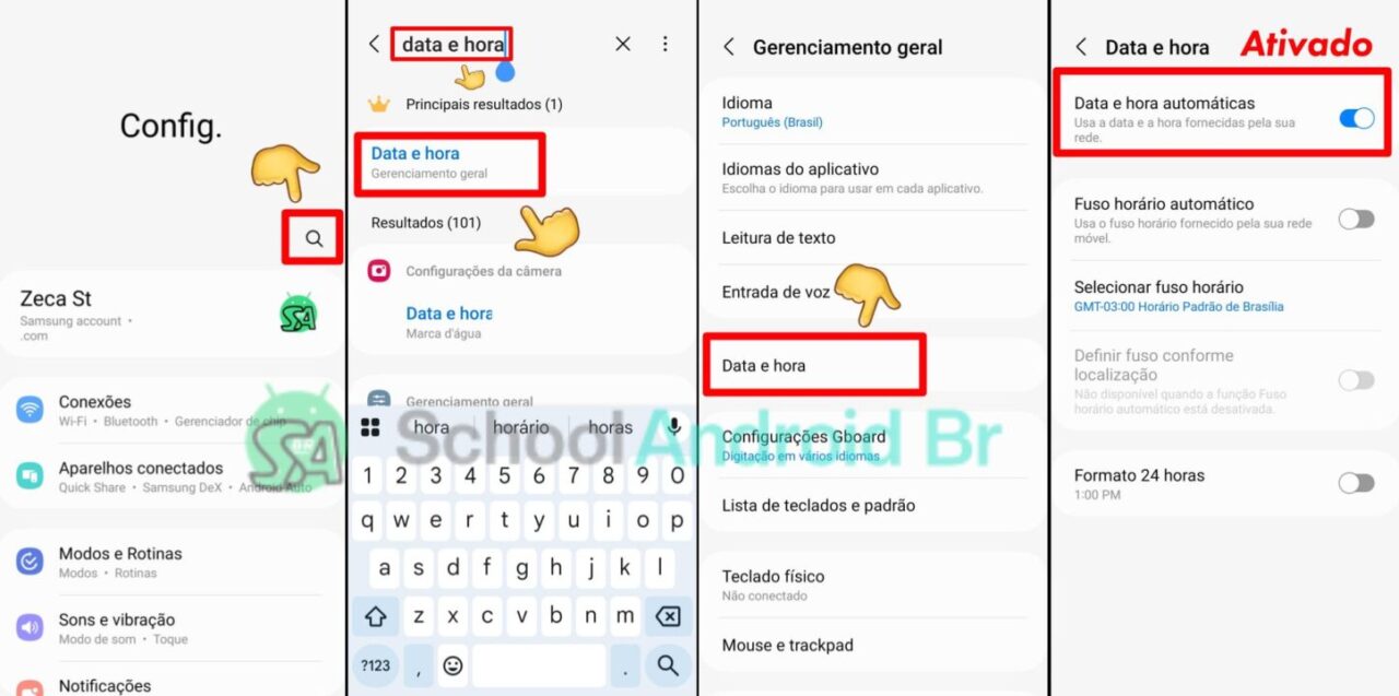 Ativando data e hora automática nas configuração do Android
