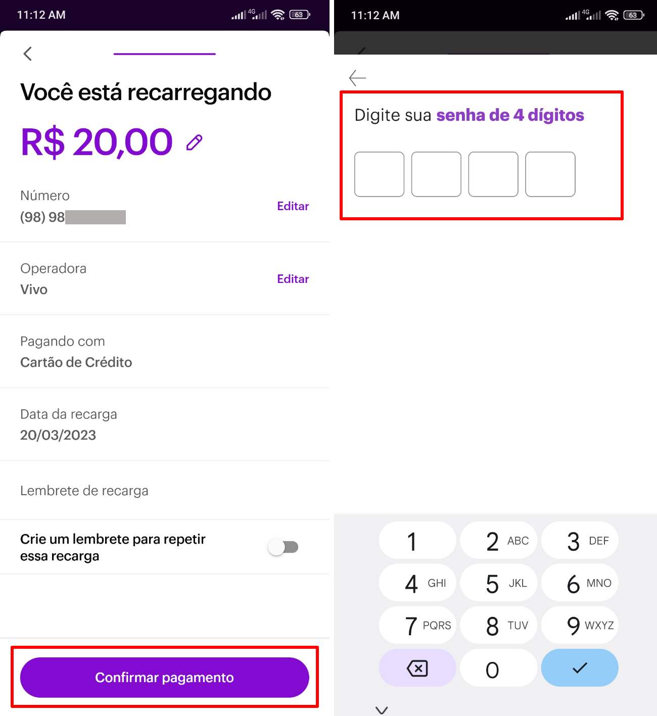 Como colocar crédito de celular pelo Nubank