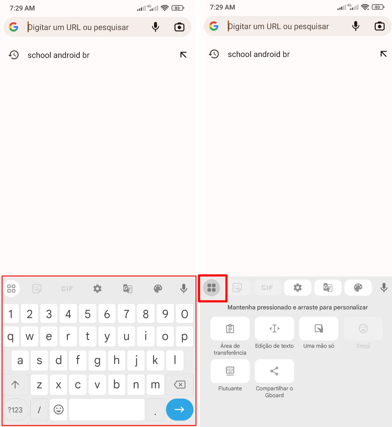 Como personalizar seus blocos do Gboard