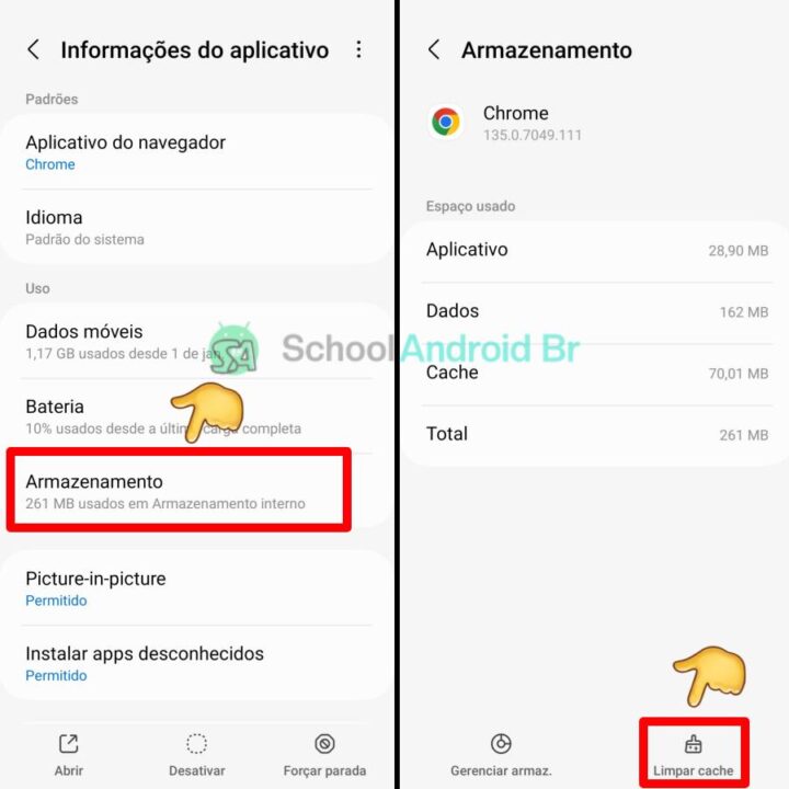 Como limpar cache no Android: Guia passo a passo - School Android Br Informações do aplicativo armazenamento e cache no Android