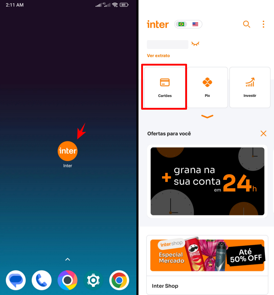 Como mudar a senha do cartão Inter pelo aplicativo