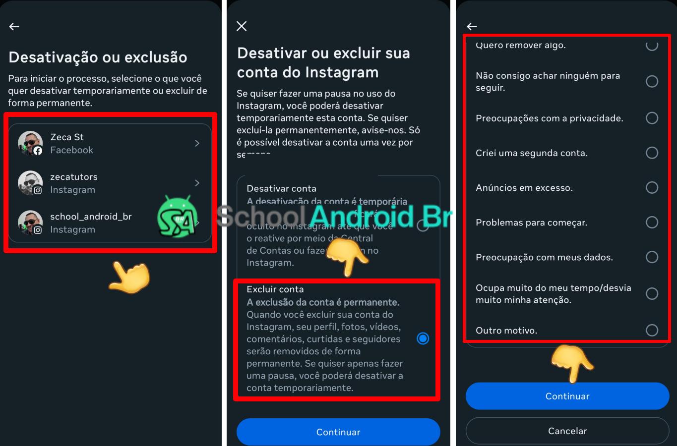 Como excluir conta do Instagram pelo Celular: Passo a passo - School Android Br excluir conta Instagram no app