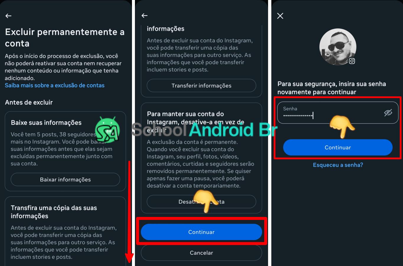 Como excluir conta do Instagram pelo Celular: Passo a passo - School Android Br excluir conta do Instagram pelo aplicativo