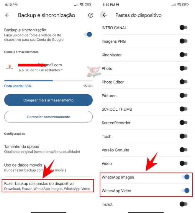 WhatsApp como salvar fotos e vídeos no Google Fotos