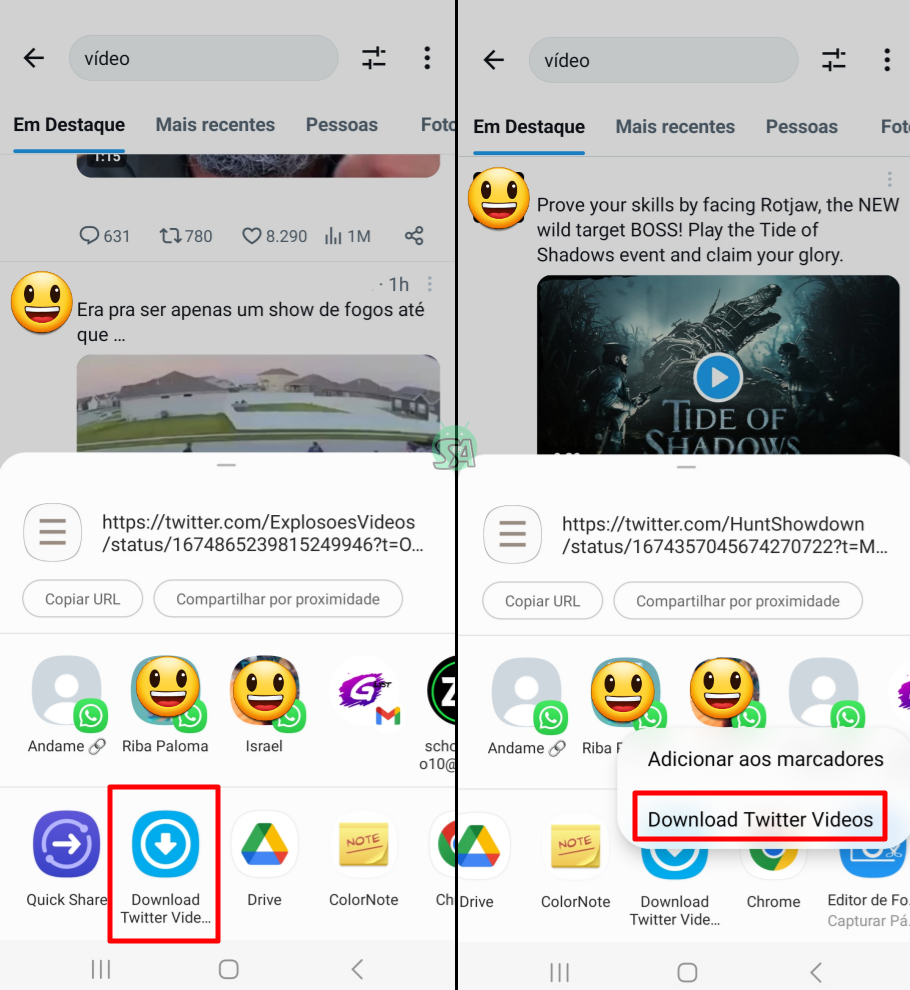 como baixar vídeos do twitter no Android