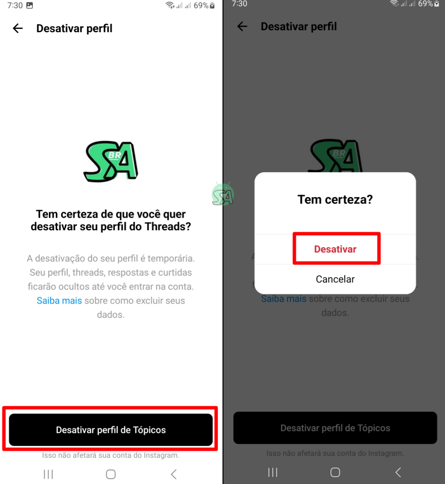 Como desativar conta do Threads?
