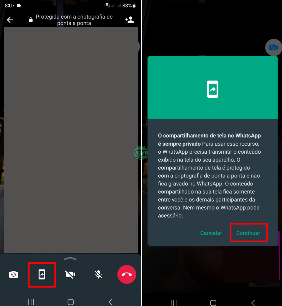 Como compartilhar tela na chamada de vídeo do WhatsApp