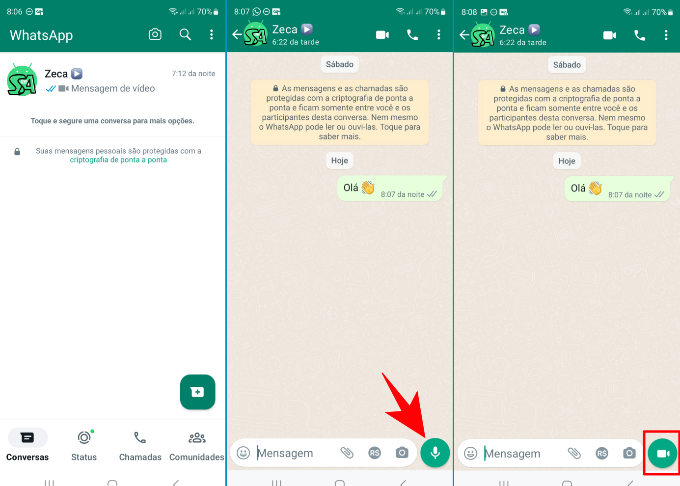 Como enviar mensagem de vídeo no WhatsApp