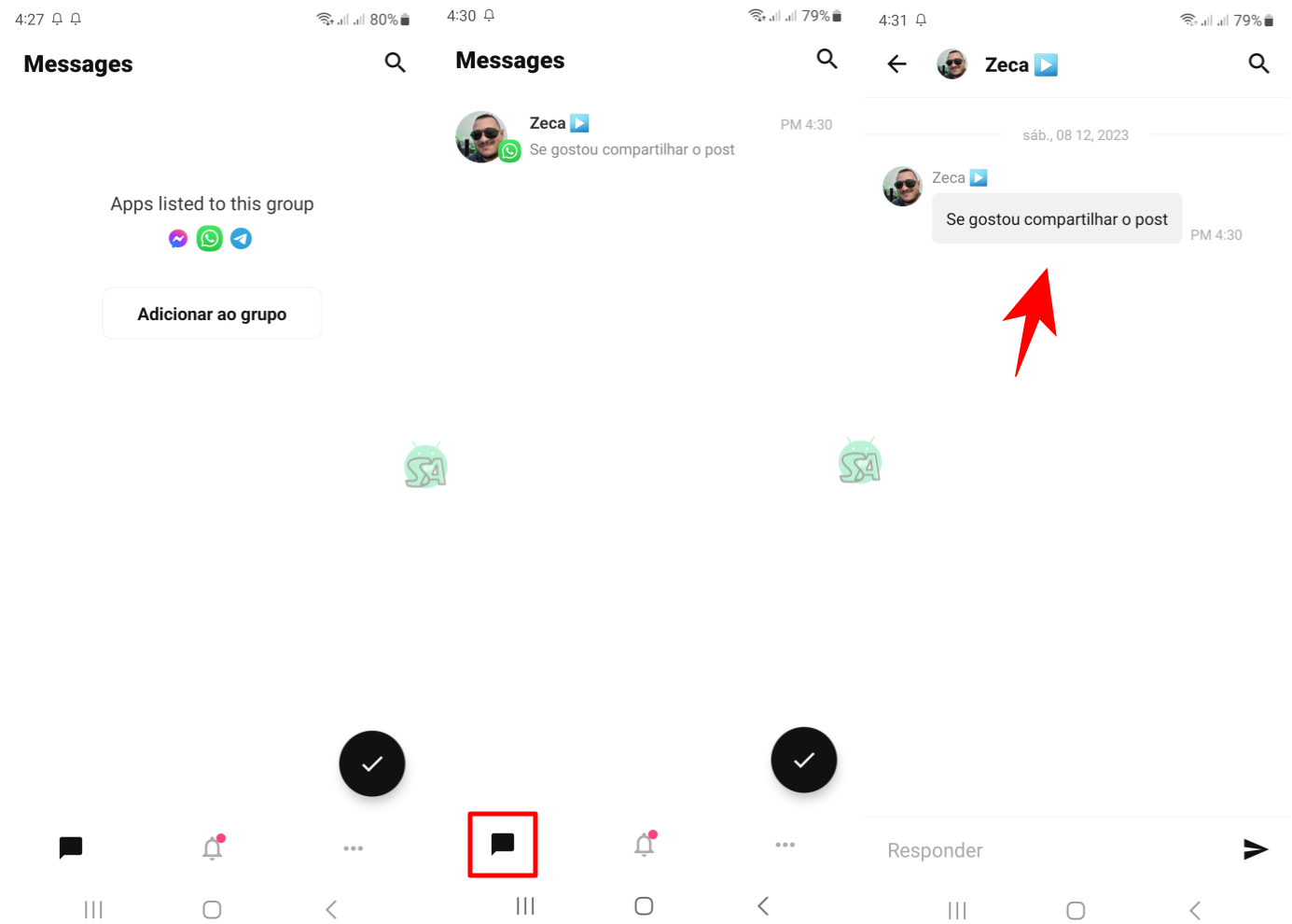 Como ler mensagens excluídas do WhatsApp no Android 10 ou inferior